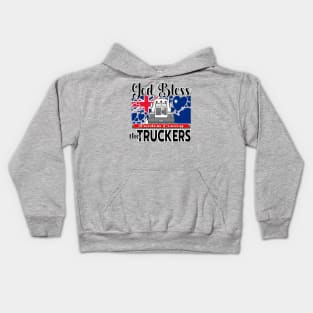 GOD BLESS THE TRUCKERS - TRUCKERS FOR FREEDOM - THANK YOU TRUCKERS - AUSTRALIAN FLAG - CANBERRA BLK LETTERS GRAPHIC Kids Hoodie